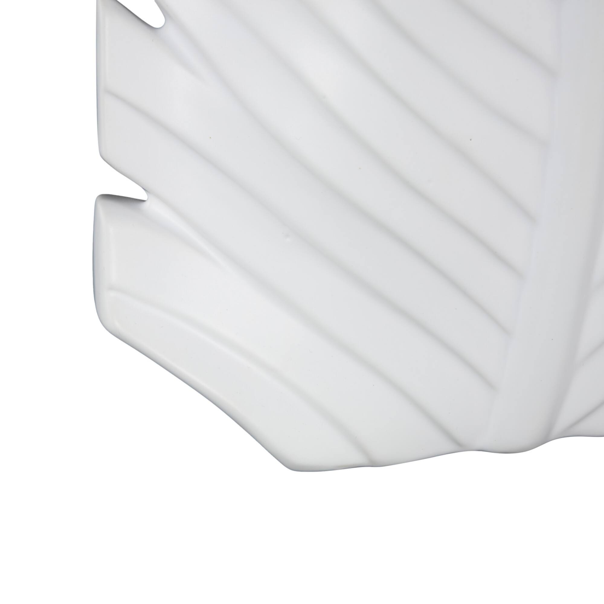15" White Ceramic Palm Leaf Vase